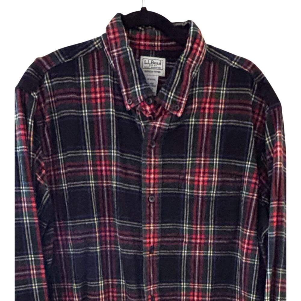 L L Bean Men Scotch Plaid Flannel Shirt XL Slightly Fitted Cabincore Gorpcore